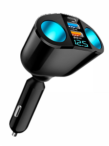 Разветвитель прикуривателя автомобиля на 2 гнезда + 2*USB, зарядка для автомобиля TDS TS-CAU68B